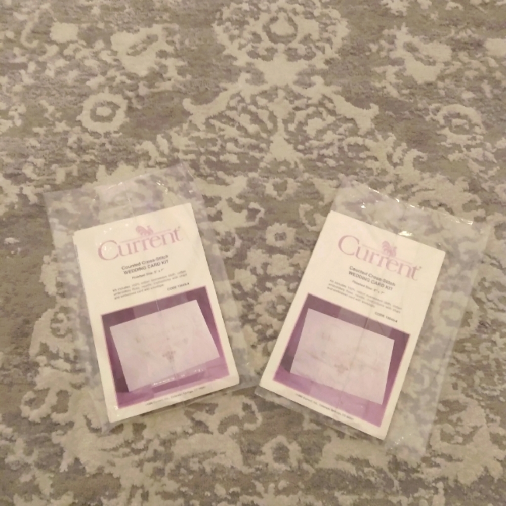 Vintage  1990 Currents Set of Wedding Cards Cross Stitch Kits